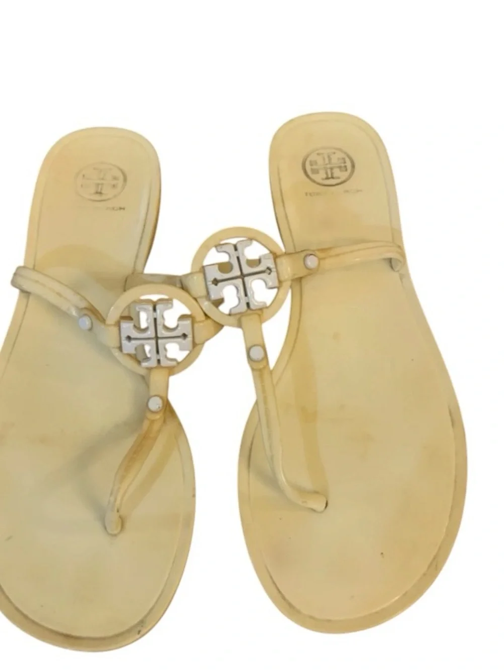 Tory Burch Cream white Mini Logo jelly Miller Sandals Resortwear vacation Costal